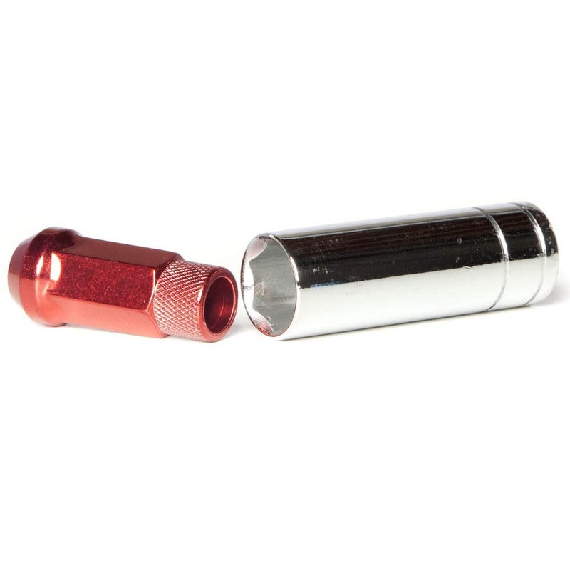 Circuit Performance Forged Steel Extended Open End Hex Lug Nut for Aftermarket Wheels: 12x1.25 Red - 20 Piece Set + Tool - Image 5